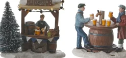 LuVille kerstdorpminiatuur bierkraam 12 x 8 x 10 cm 2-delig