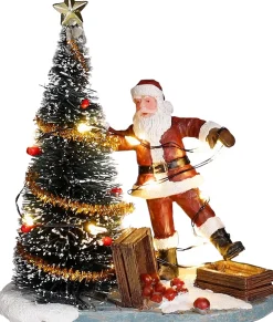 Luville kerstdorpminiatuur clumsy santa (onhandige kerstman) 9,5 x 6 x 10 cm