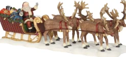 LuVille kerstdorpminiatuur Kerstman met slee 21 x 6,5 x 8 cm