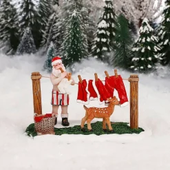 LuVille kerstdorpminiatuur wasserij met kerstman 12,5 x 8 x 7,5 cm