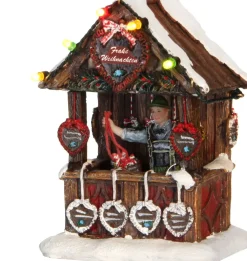 LuVille kerstdorpminiatuur marktkraam kerstmarkt 8 x 7 x 11 cm