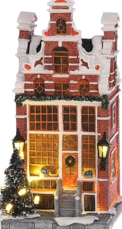 LuVille kersthuisje grachtenpandwinkel 8,5 x 9 x 18 cm