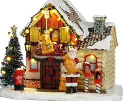 Luville kersthuisje santas office (kantoor kerstman) 19,5 x 14,5 x 14,5 cm