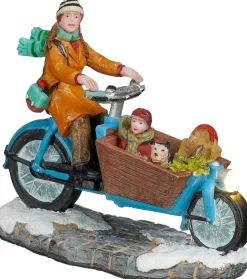 Luville Molendam kerstdorpminiatuur mom on her cargo bike (moeder op bakfiets) 9,5 x 4 x 8 cm
