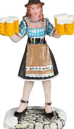 Luville Schneewald kerstdorpminiatuur woman brings beer (vrouw brengt bier) 4 x 2,5 x 7 cm