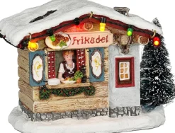 Luville Schneewald kerstdorpminiatuur frikadel house (frikadel bar) 12 x 6,5 x 8,5 cm