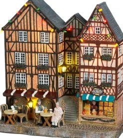 Luville Schneewald kersthuisje facade street (straat met bakkerij) 23,5 x 11 x 25 cm