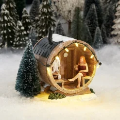 Luville Sledgeholm kerstdorpminiatuur barrel sauna (sauna in ton) 11,5 x 10 x 12 cm