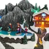 Luville Specials kerstdorp scenery with skaters (schaatsers bij bergen) 31 x 21 x 19 cm