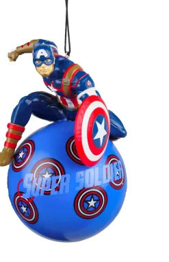 Marvel kerstbal Captain America 3D blauw / rood 12 x 7 cm