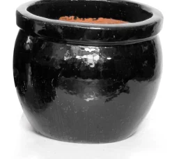 Mega Collections bloempot Delta zwart D 28 H 24 cm