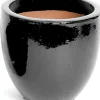 Mega Collections bloempot Egg zwart D 31 H 25 cm
