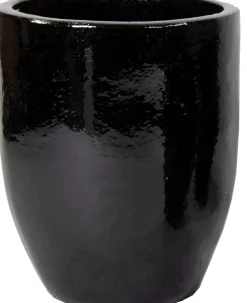 Mega Collections bloempot Glazed zwart D 35 H 44 cm