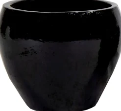 Mega Collections bloempot Glazed zwart D 28 H 25 cm