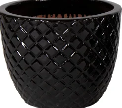 Mega Collections bloempot Glazed zwart D 48 H 38 cm