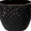 Mega Collections bloempot Glazed zwart D 38 H 30 cm