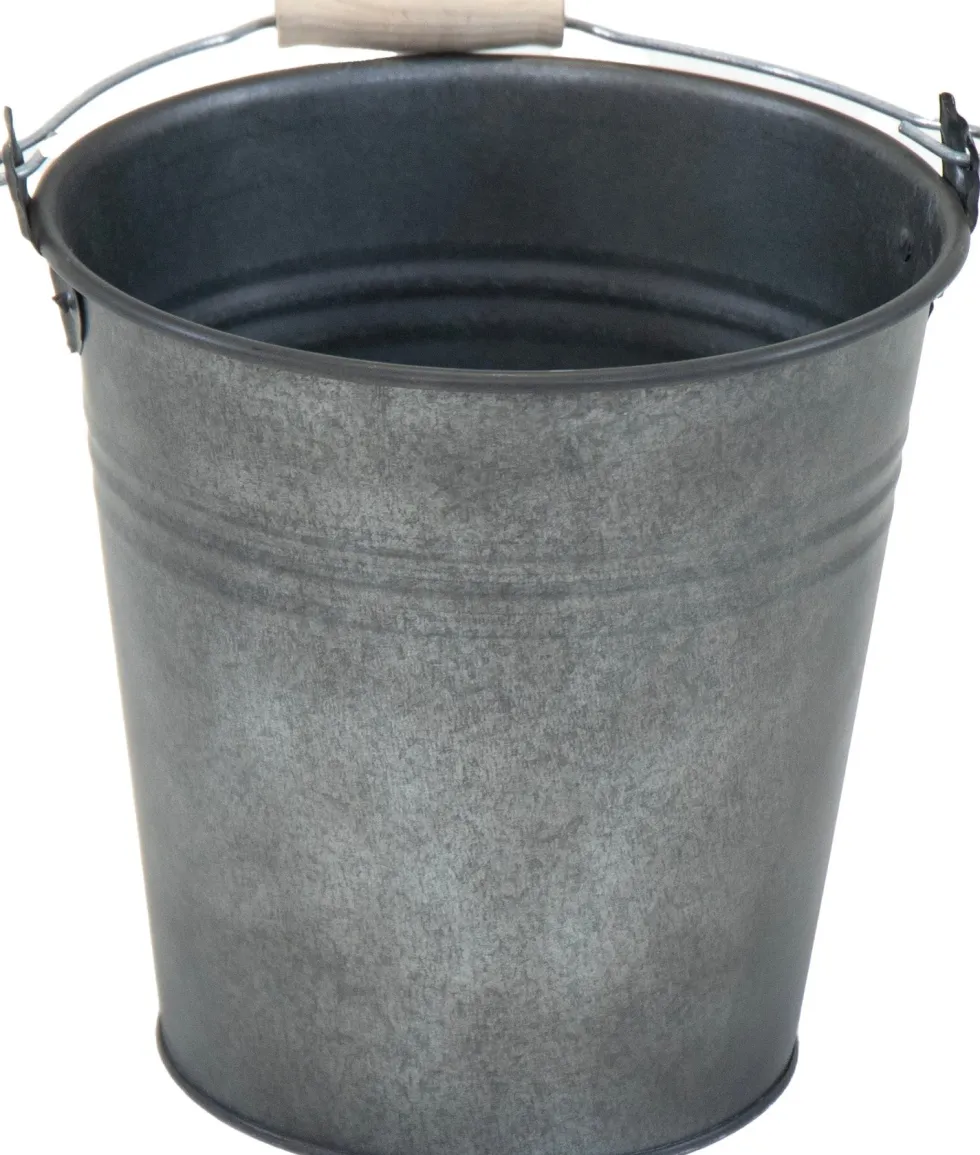 Mega Collections emmer zink met handvat grijs D 18 H 18 cm