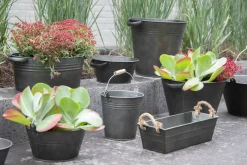 Mega Collections emmer zink met handvat zwart D 23 H 12 cm