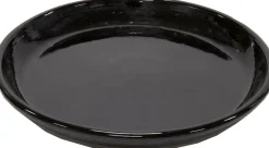 Mega Collections plantenschotel Glazed zwart D 20 H 2,5 cm