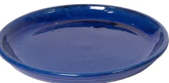 Mega Collections plantenschotel Glazed blauw D 18 H 2,5 cm