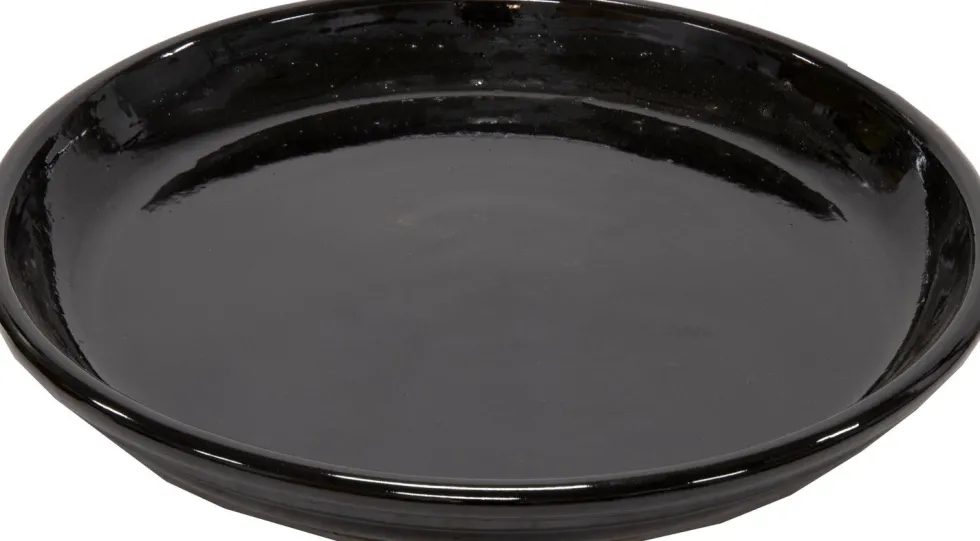 Mega Collections plantenschotel Glazed zwart D 45 H 5,5 cm
