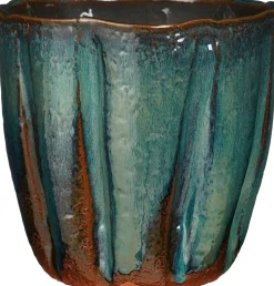 Mica Decorations bloempot Afredo blauw D 26 H 25 cm