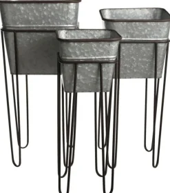 Mica Decorations bloempot Clara zilver / zwart 27 x 27 x 61 cm