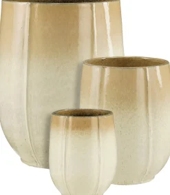 Mica Decorations bloempot Corsica kleurverloop crème D 55 H 70 cm