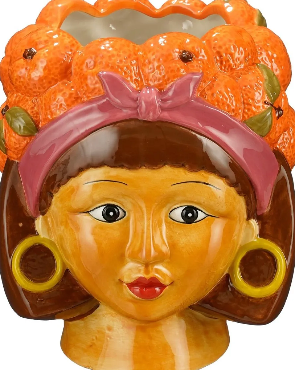 Mica Decorations bloempot Funny oranje 20 x 20 x 22 cm