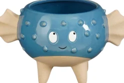 Mica Decorations bloempot kogelvis blauw 18,5 x 13,5 x 11 cm
