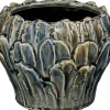Mica Decorations bloempot Leaf blauw D 15 H 11,5 cm