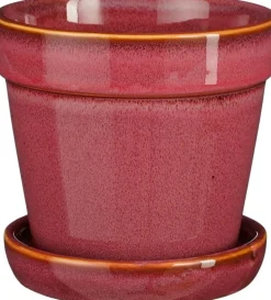 Mica Decorations bloempot met schotel Clint roze D 13 H 11 cm