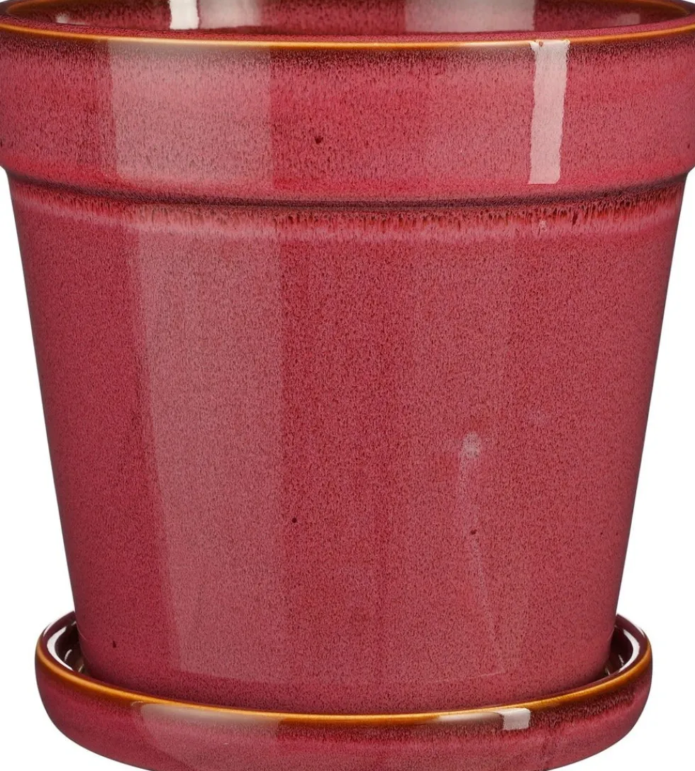 Mica Decorations bloempot met schotel Clint roze D 17 H 16,5 cm