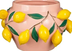 Mica Decorations bloempot Melika roze / geel D 29 H 29 cm