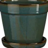 Mica Decorations bloempot met schotel Clint groen D 15 H 13 cm