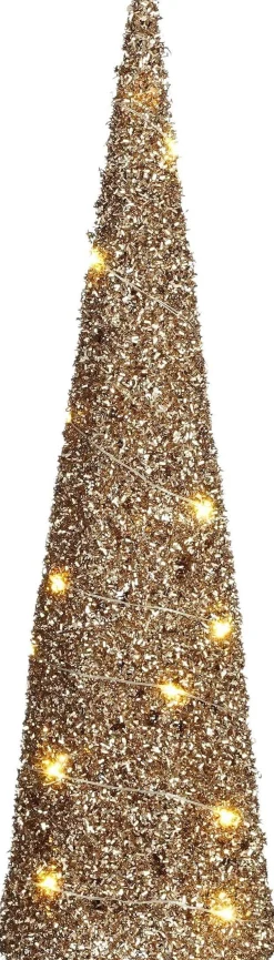 Mica Decorations decoratieboom kegel goud met verlichting D 14 H 50 cm
