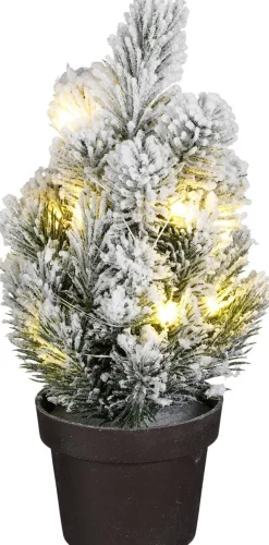 Mica Decorations decoratieboom Ivo besneeuwd met lampjes groen D 7,5 H 24 cm
