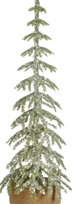 Mica Decorations decoratieboom besneeuwd beige D 6 H 16 cm