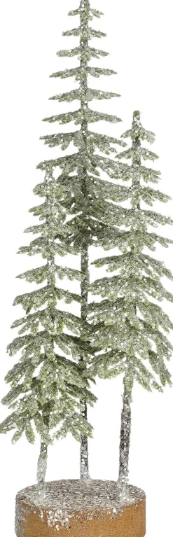 Mica Decorations decoratieboom besneeuwd beige D 9 H 26 cm