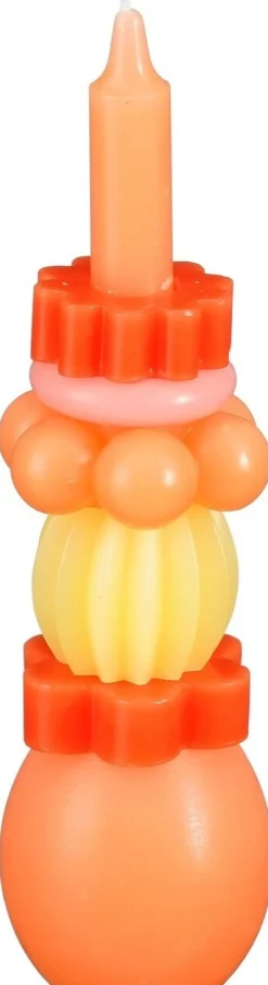 Mica Decorations dinerkaars oranje / geel 8 uur D 7 H 26 cm