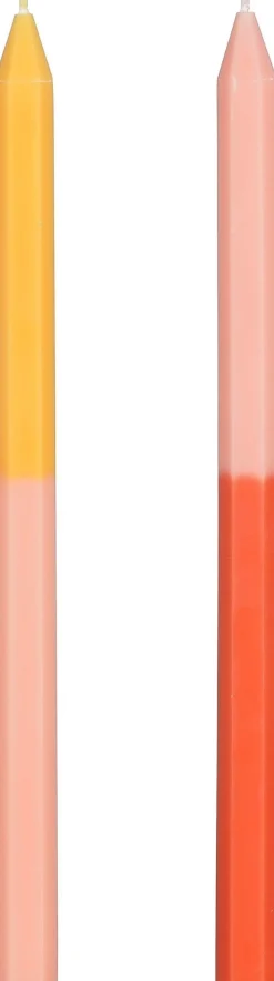Mica Decorations dinerkaars Dip-dye geel / oranje 8 uur D 2,2 H 33 cm 2 stuks