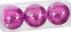 Mica Decorations kerstbal Spiegel fuchsia D 8 cm 3 stuks