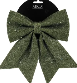 Mica Decorations kerstclip strik groen 20 x 24 cm