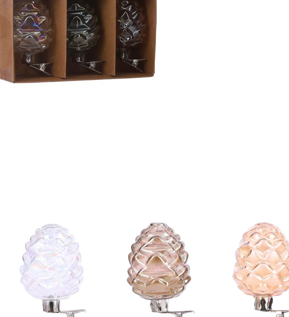 Mica Decorations kerstclip vaas dennenappel D 4,5 H 6,5 cm 3 stuks