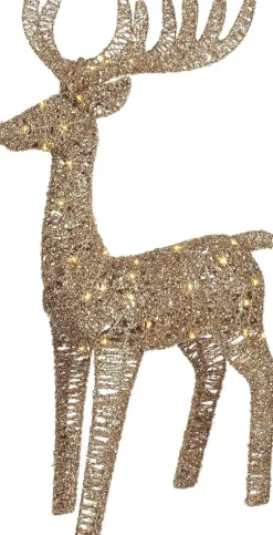 Mica Decorations kerstfiguur hert goud met verlichting 60 x 16 x 107 cm