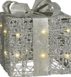Mica Decorations kerstfiguur cadeauzilver 25 x 25 x 30 cm