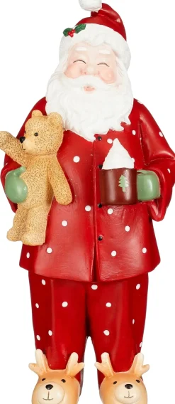 Mica Decorations kerstfiguur kerstman met beer rood 14,5 x 11,5 x 32 cm