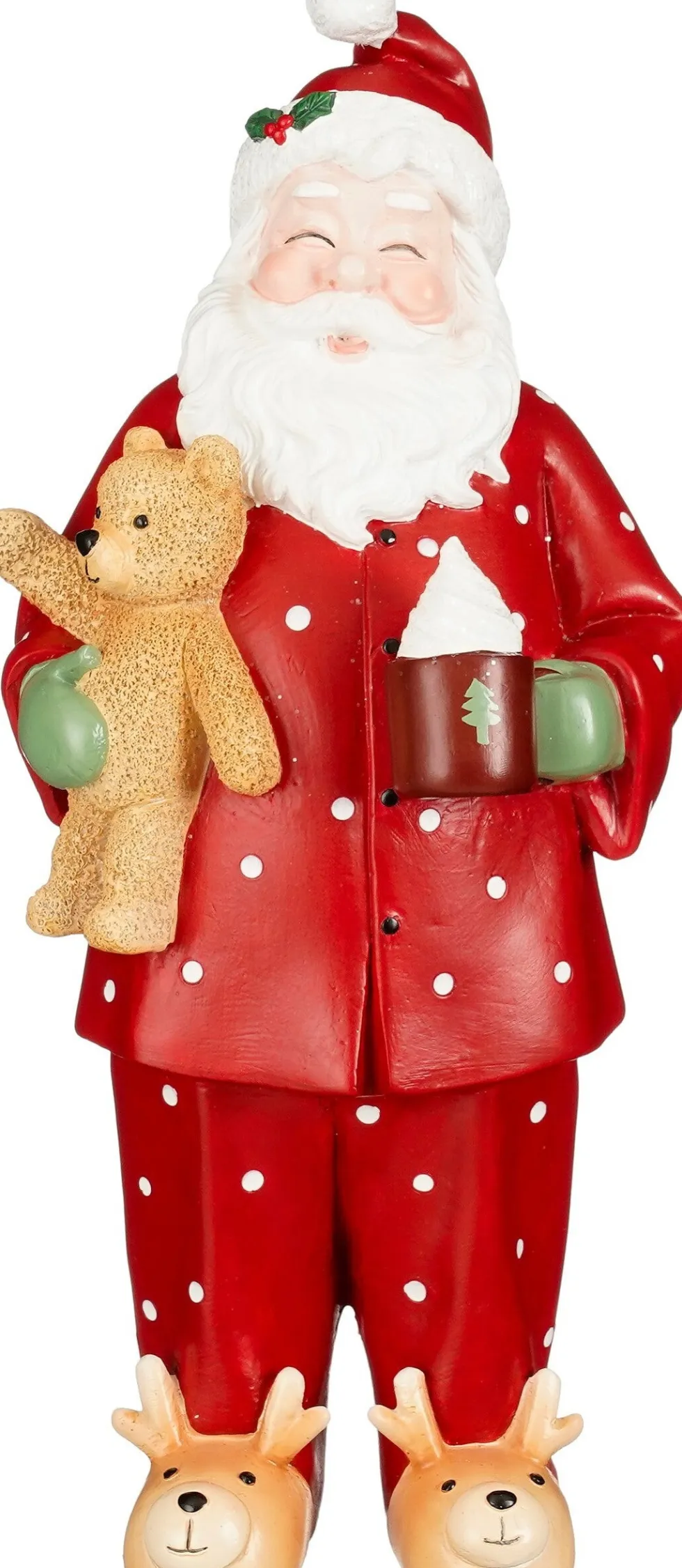 Mica Decorations kerstfiguur kerstman met beer rood 14,5 x 11,5 x 32 cm