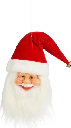 Mica Decorations kersthanger kerstman hoofd rood / wit 15 x 8 x 45 cm