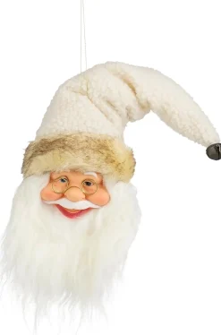 Mica Decorations kersthanger kerstman hoofd crème / wit 15 x 8 x 45 cm